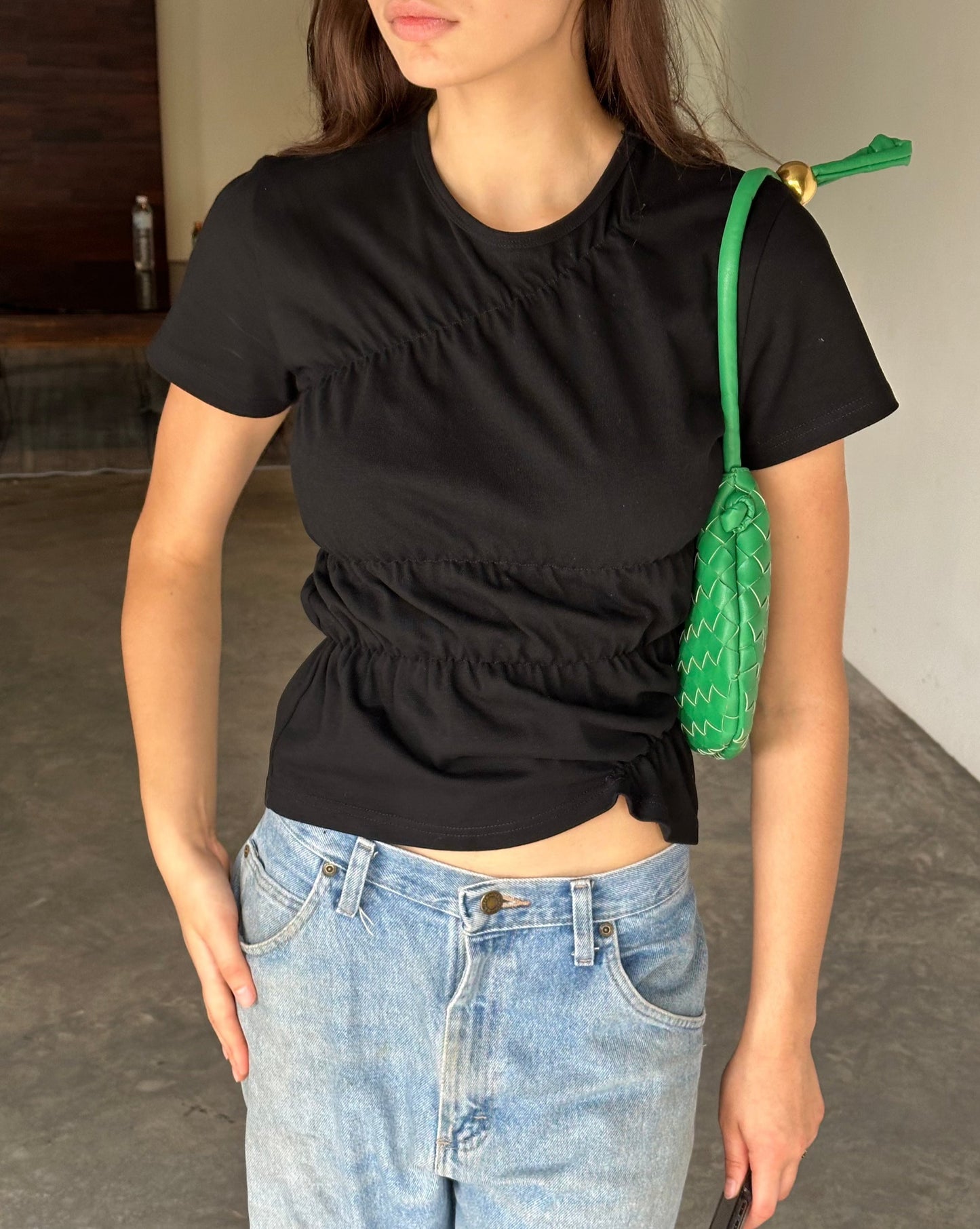 Sydney - Katoenen dames T-shirt met scrunch-details