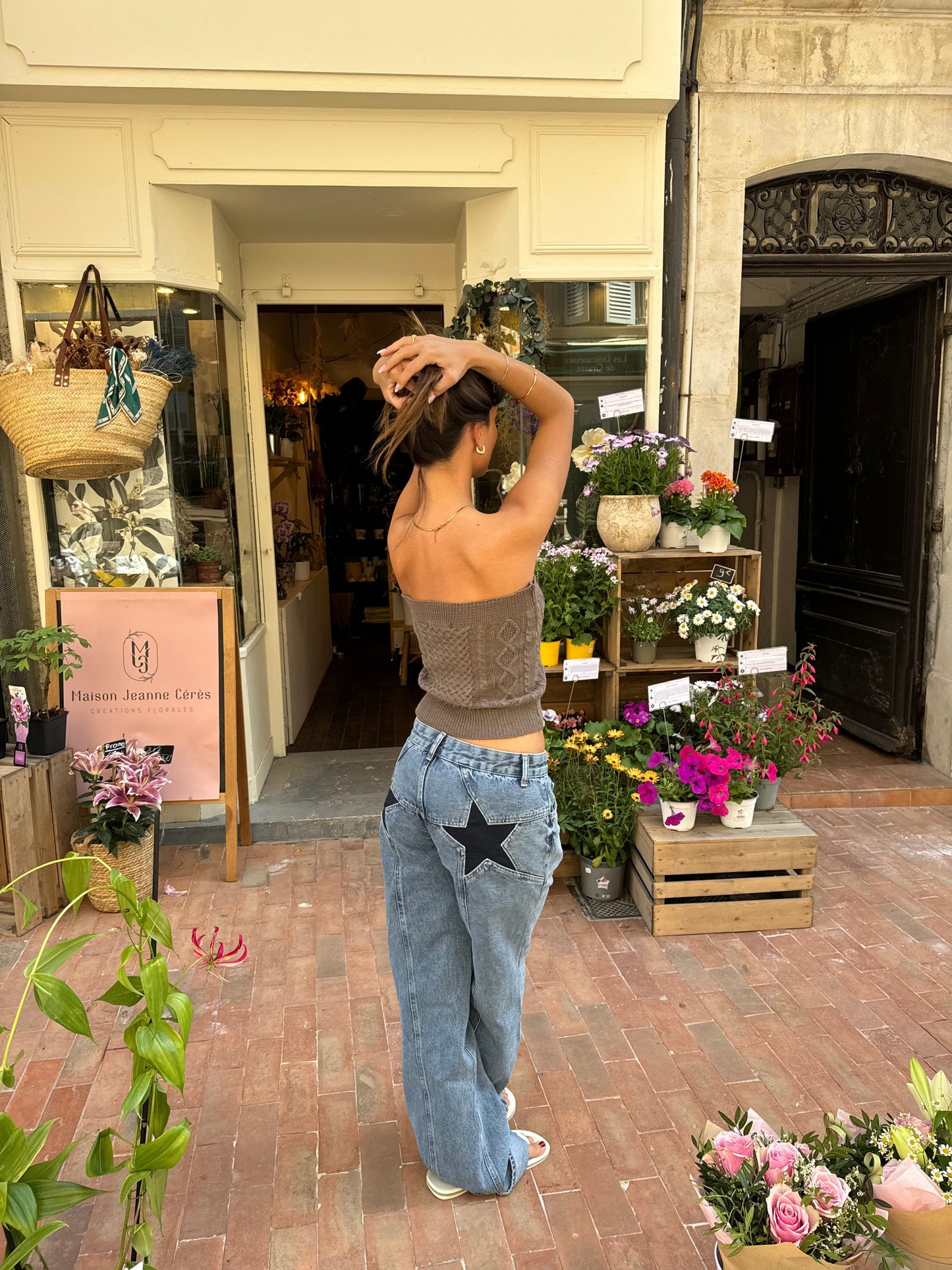 Sarah - Low-rise Denim Jeans Met Geborduurde Ster