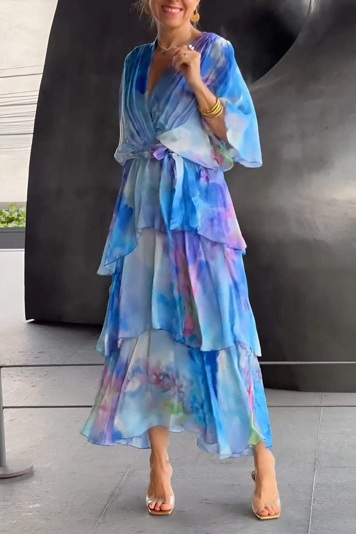 Fleur – V-hals jurk met elegante belijning en stretchstof