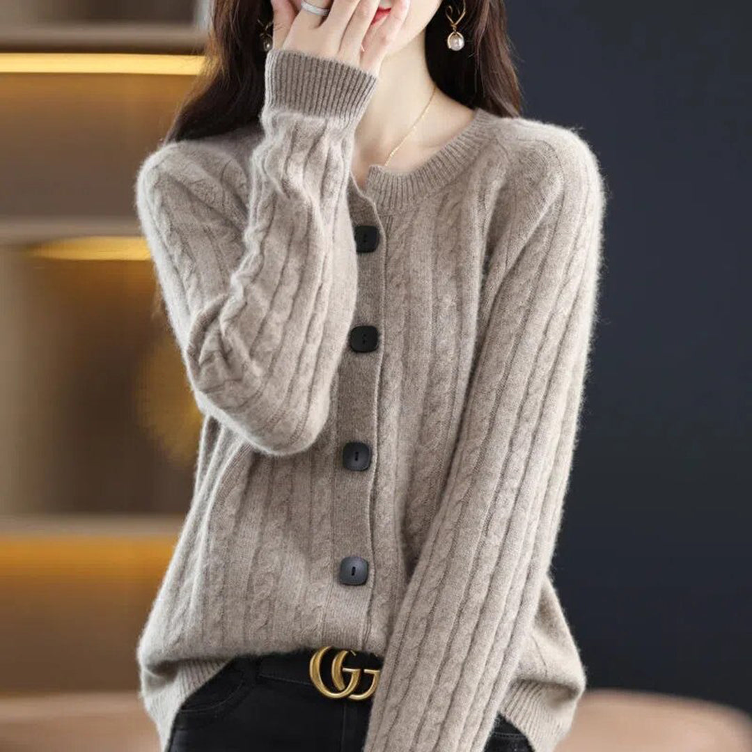 Kate – warm wollen cardigan vest met knoopsluiting
