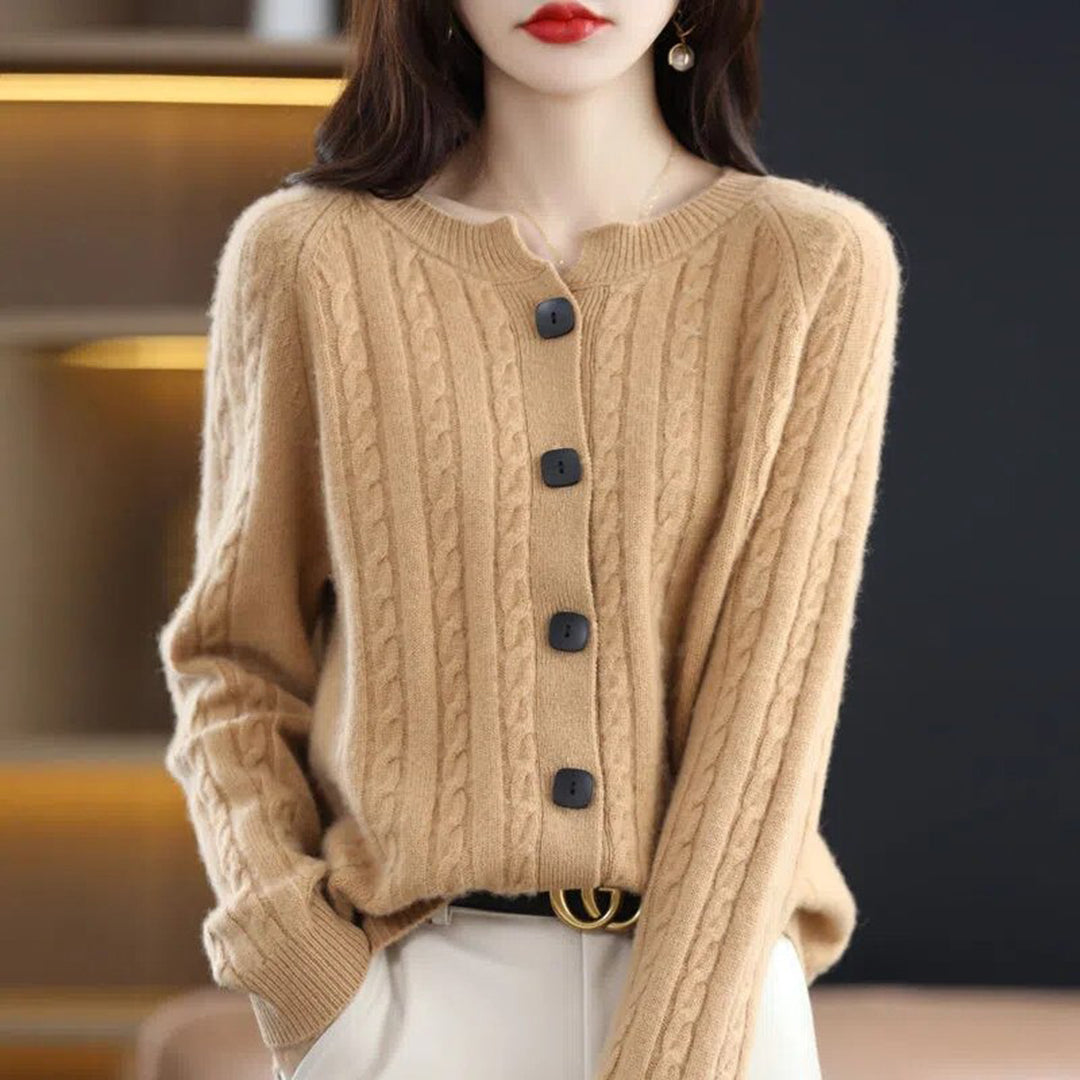 Kate – warm wollen cardigan vest met knoopsluiting