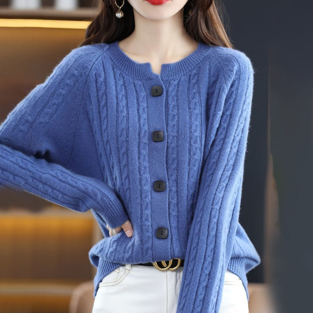 Kate – warm wollen cardigan vest met knoopsluiting