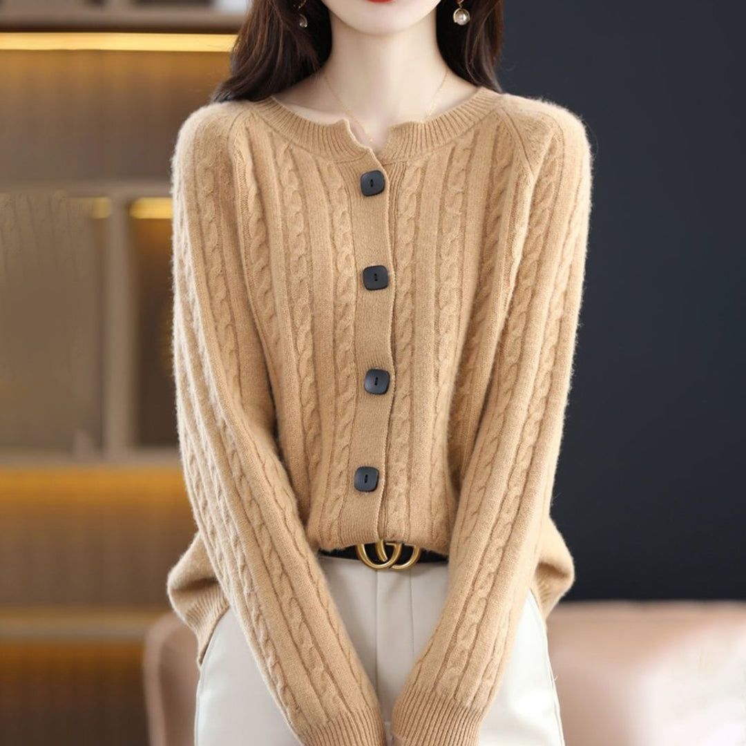 Kate – warm wollen cardigan vest met knoopsluiting
