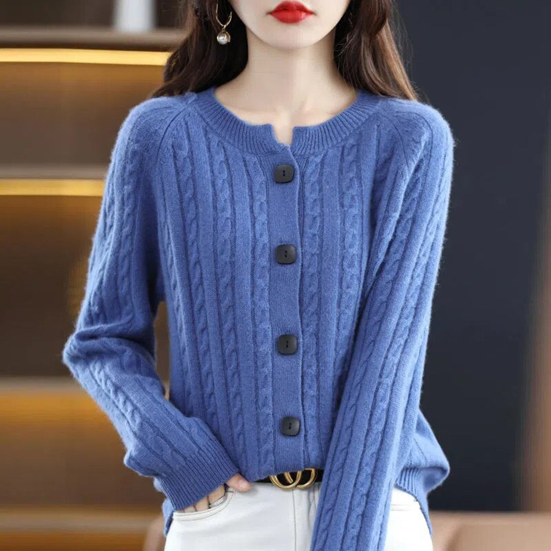 Kate – warm wollen cardigan vest met knoopsluiting