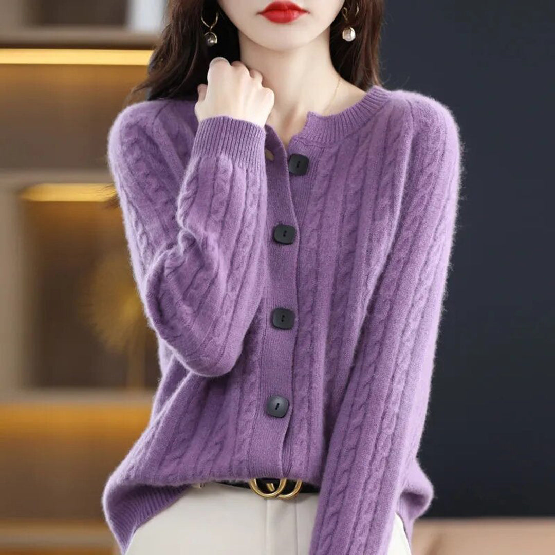Kate – warm wollen cardigan vest met knoopsluiting