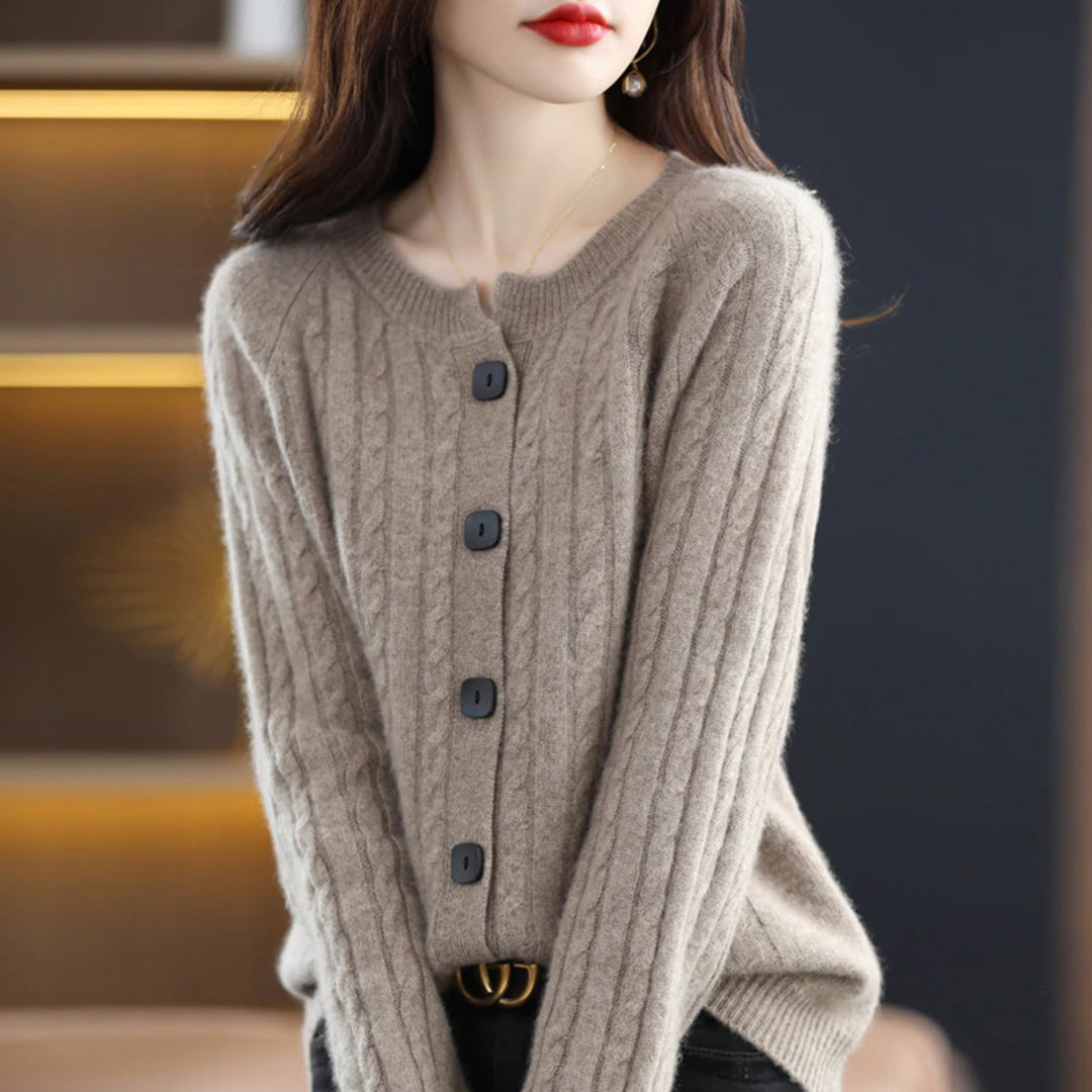 Kate – warm wollen cardigan vest met knoopsluiting