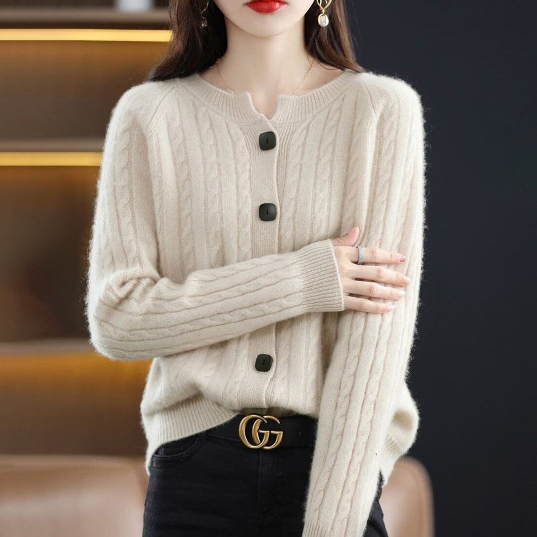 Kate – warm wollen cardigan vest met knoopsluiting