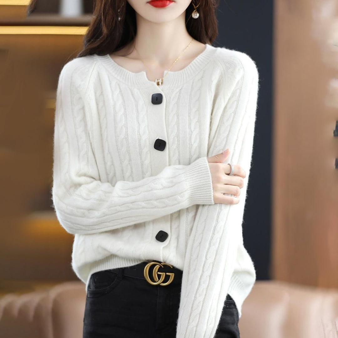 Kate – warm wollen cardigan vest met knoopsluiting
