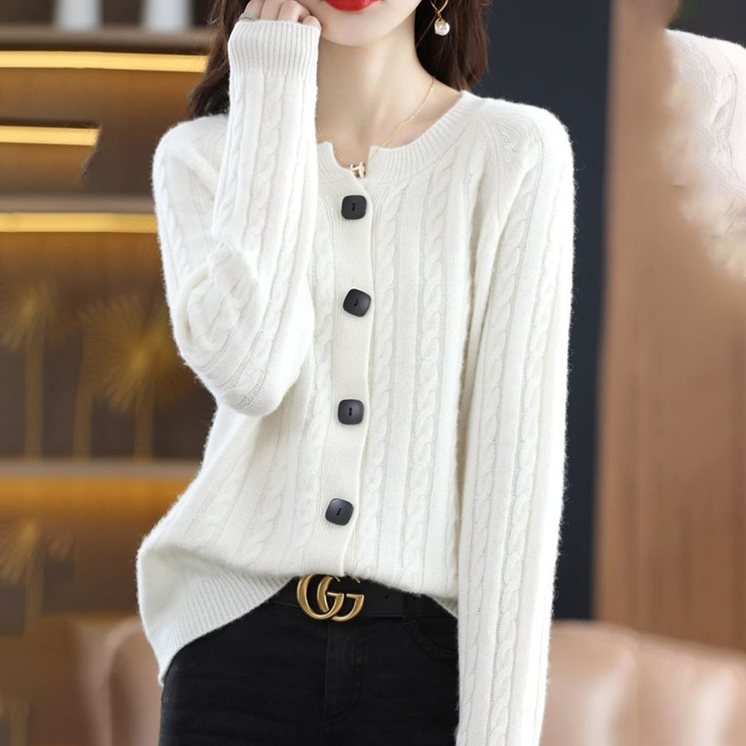 Kate – warm wollen cardigan vest met knoopsluiting