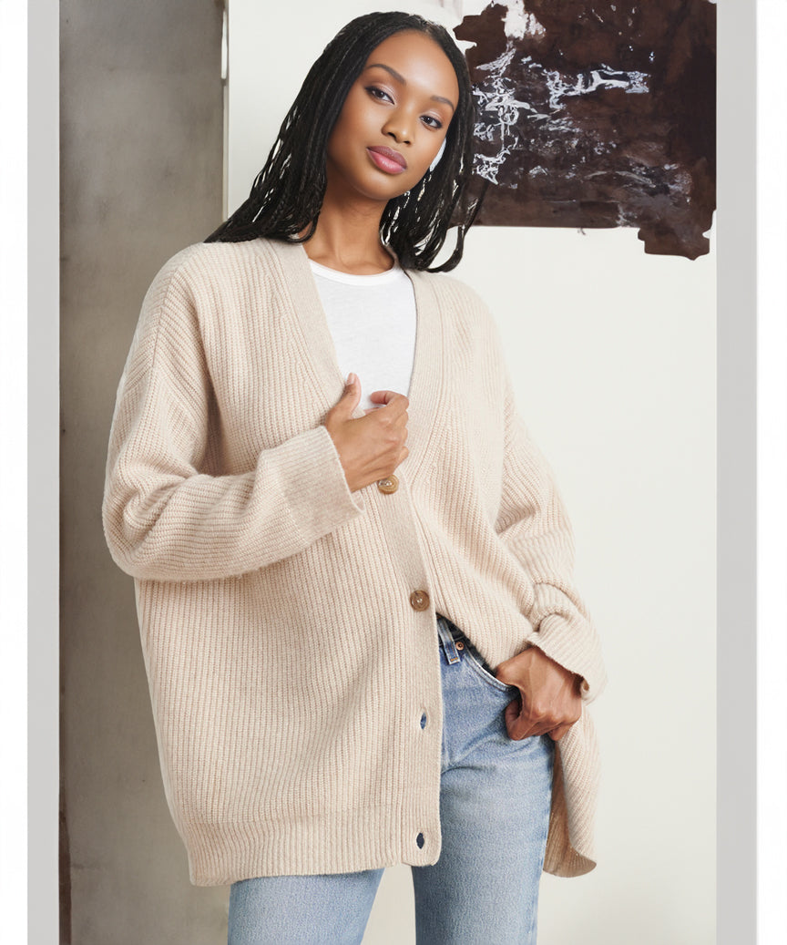 Sophie – kasjmier cardigan vest met breistructuur