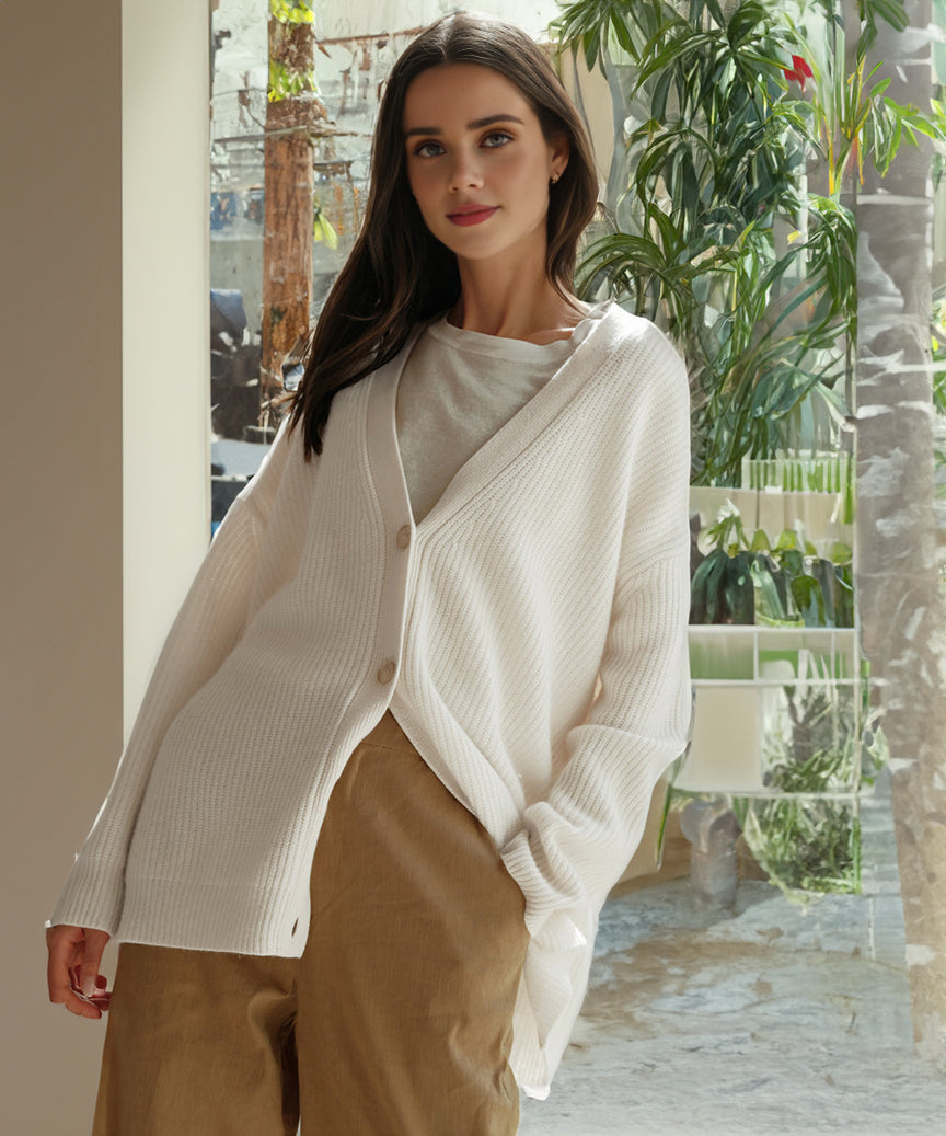 Sophie – kasjmier cardigan vest met breistructuur