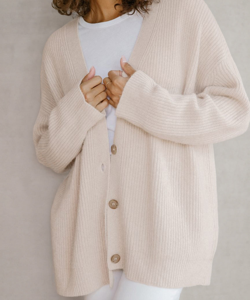 Sophie – kasjmier cardigan vest met breistructuur