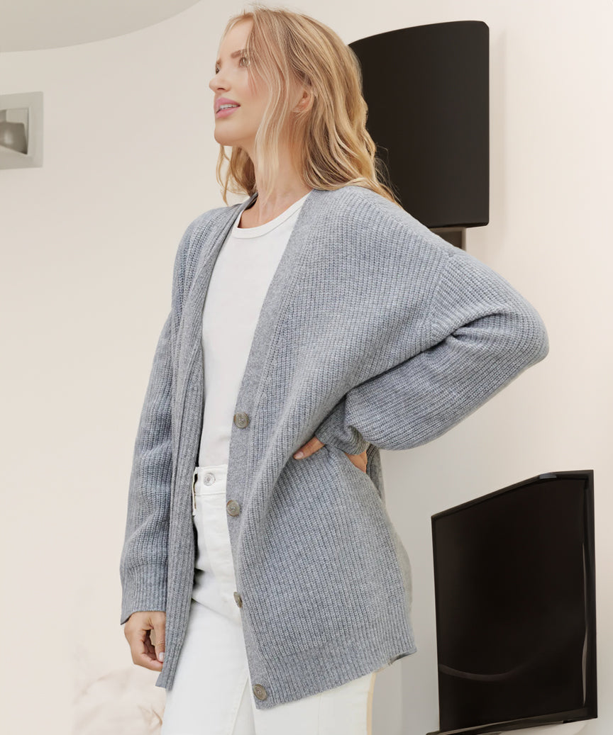 Sophie – kasjmier cardigan vest met breistructuur