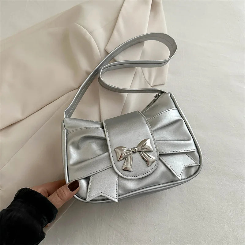 Jisoo – geplooide schoudertas met strik