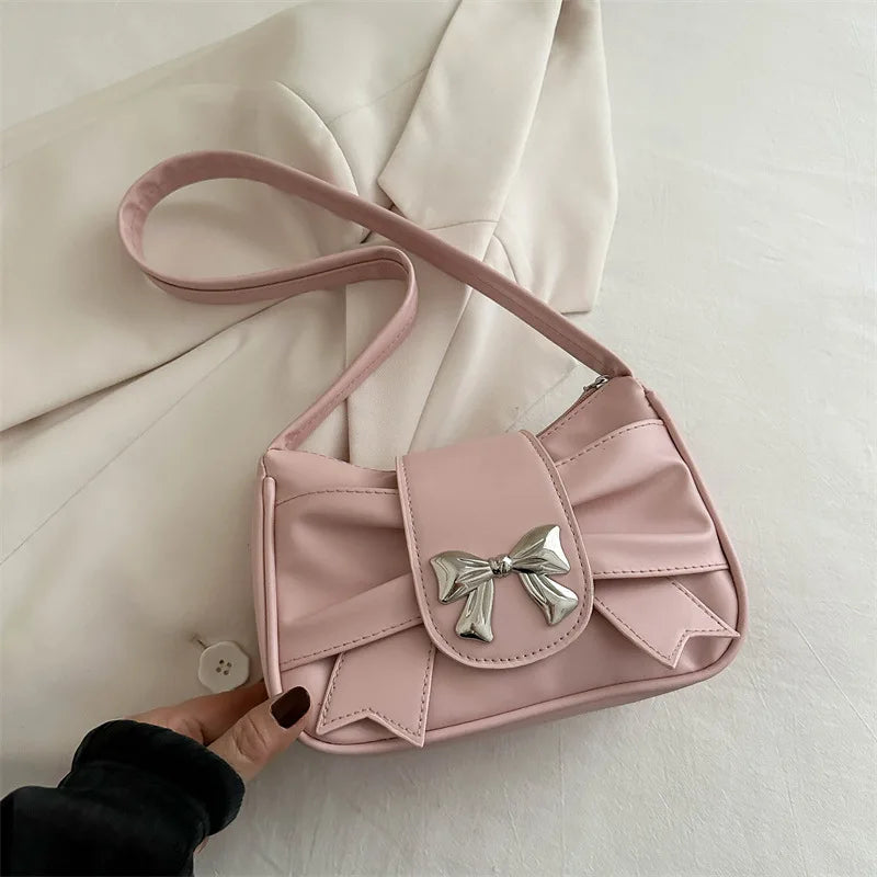 Jisoo – geplooide schoudertas met strik