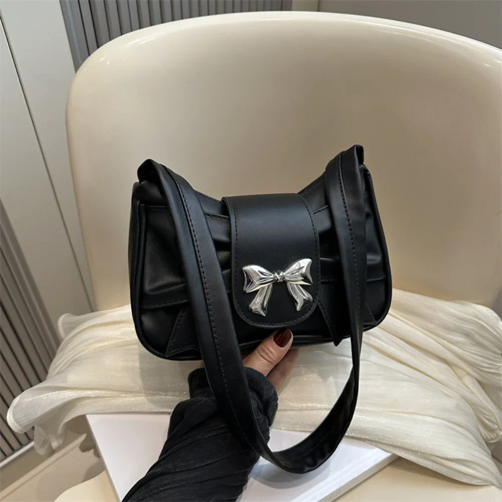 Jisoo – geplooide schoudertas met strik