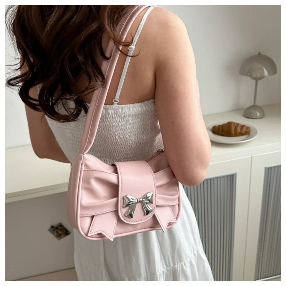 Jisoo – geplooide schoudertas met strik
