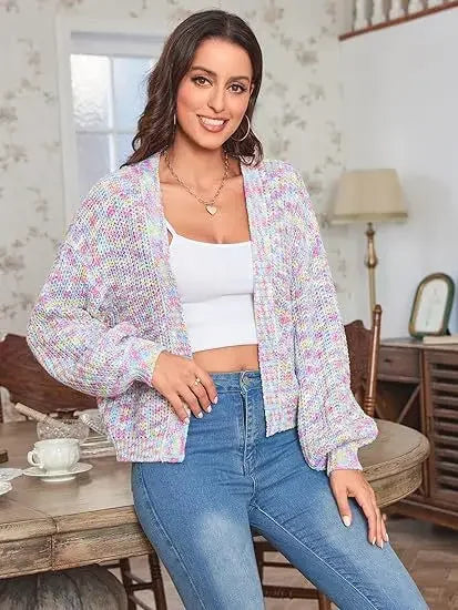 Lola – gebreid cardigan vest met kleurvlakken
