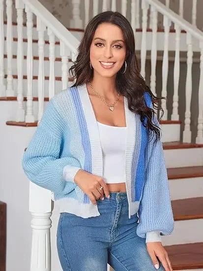 Lola – gebreid cardigan vest met kleurvlakken