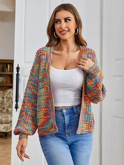 Lola – gebreid cardigan vest met kleurvlakken