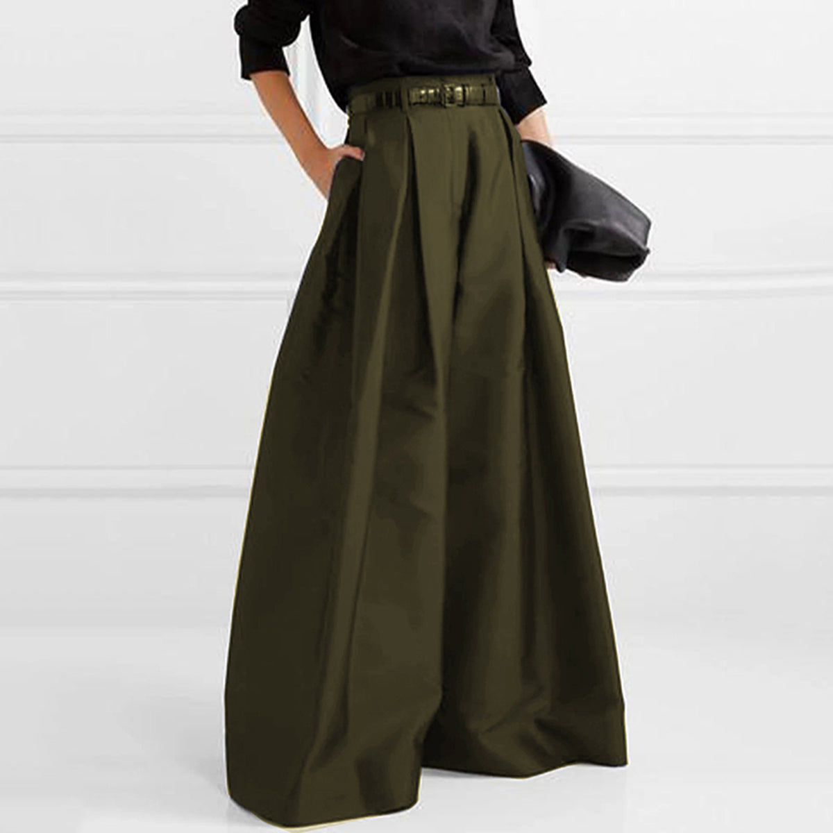 Julia – Zwarte Maxi Rok Met Hoge Taille En Wijde Pijpen