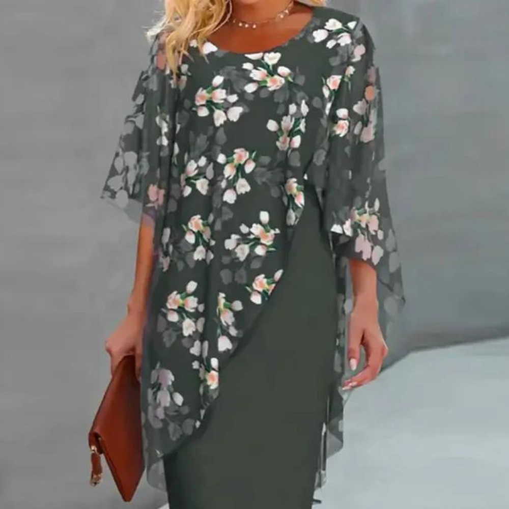 Linnea – Midi zomer bloemenjurk met geaccentueerde taille