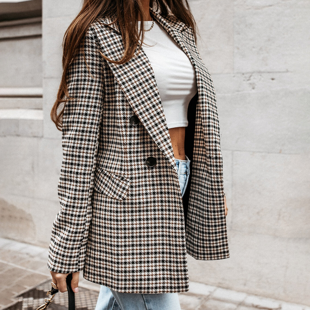 Claire – geruite blazer van ademende tweed