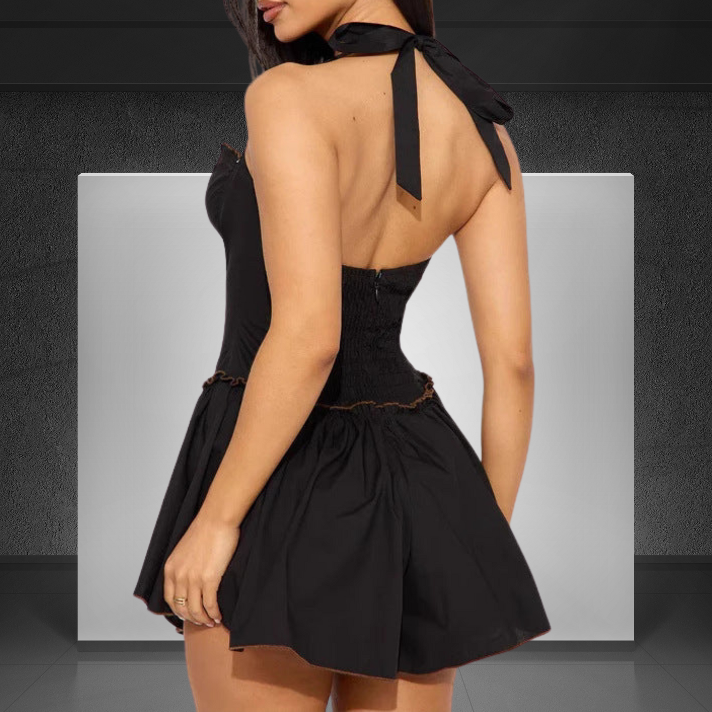 Merlina – Zwempak met corsage-look en roksnit