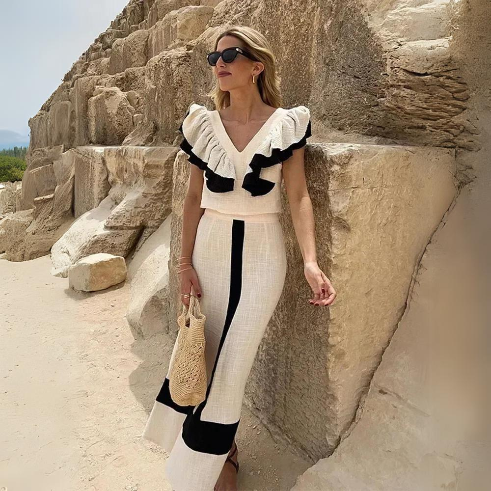 Alessandra - Luxe Tweedelige Ruches Zomer Set