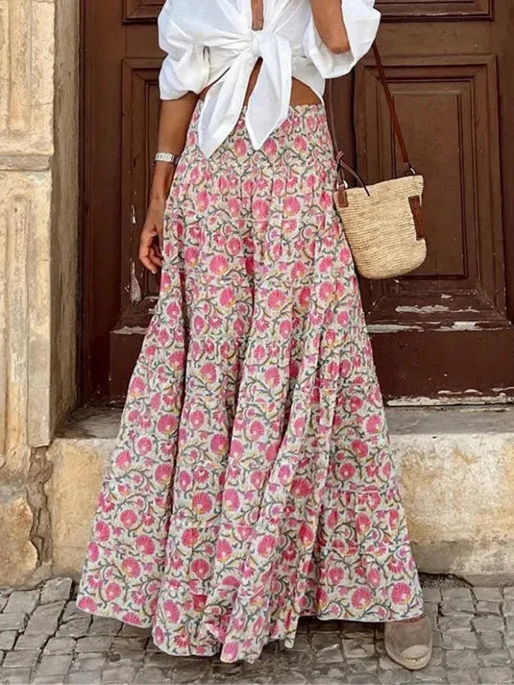 Sophie – maxi rok met zachte plooien en elastische tailleband