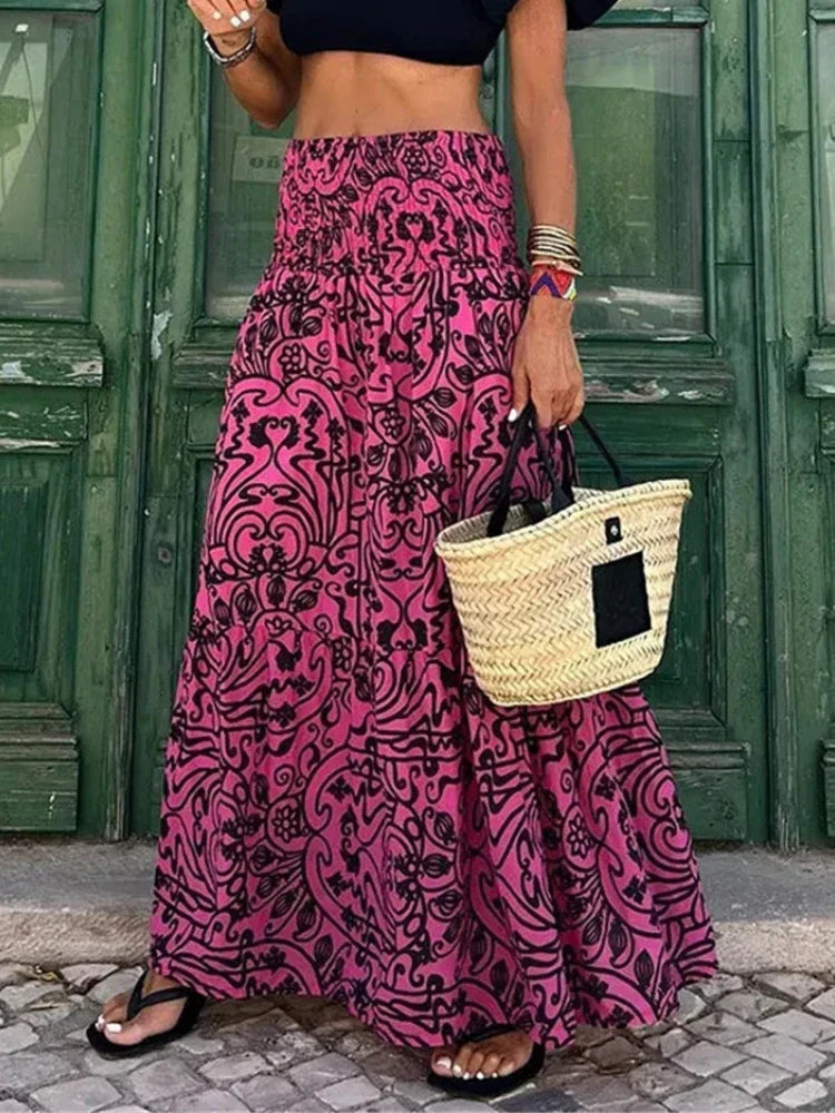 Sophie – maxi rok met zachte plooien en elastische tailleband