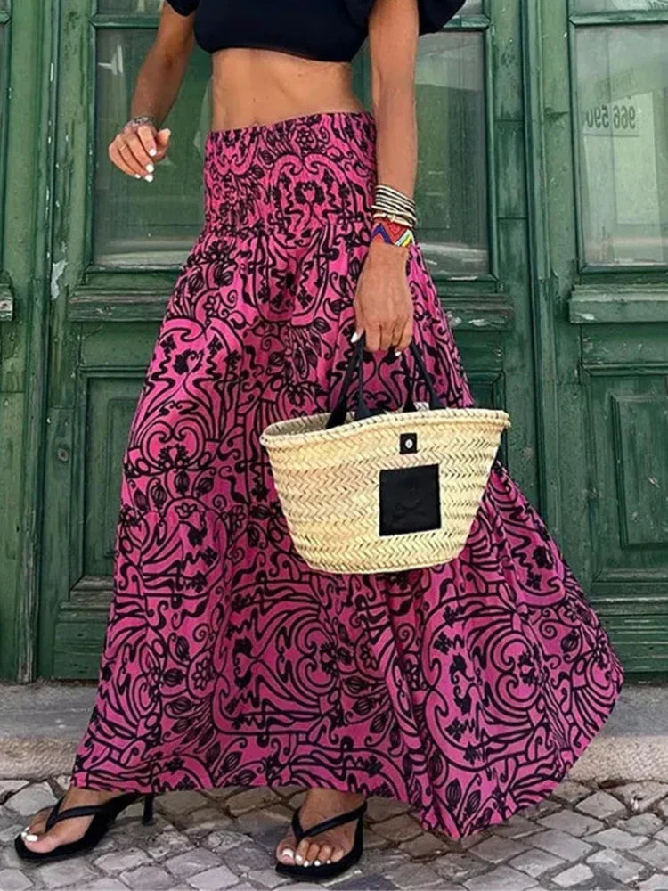 Sophie – maxi rok met zachte plooien en elastische tailleband