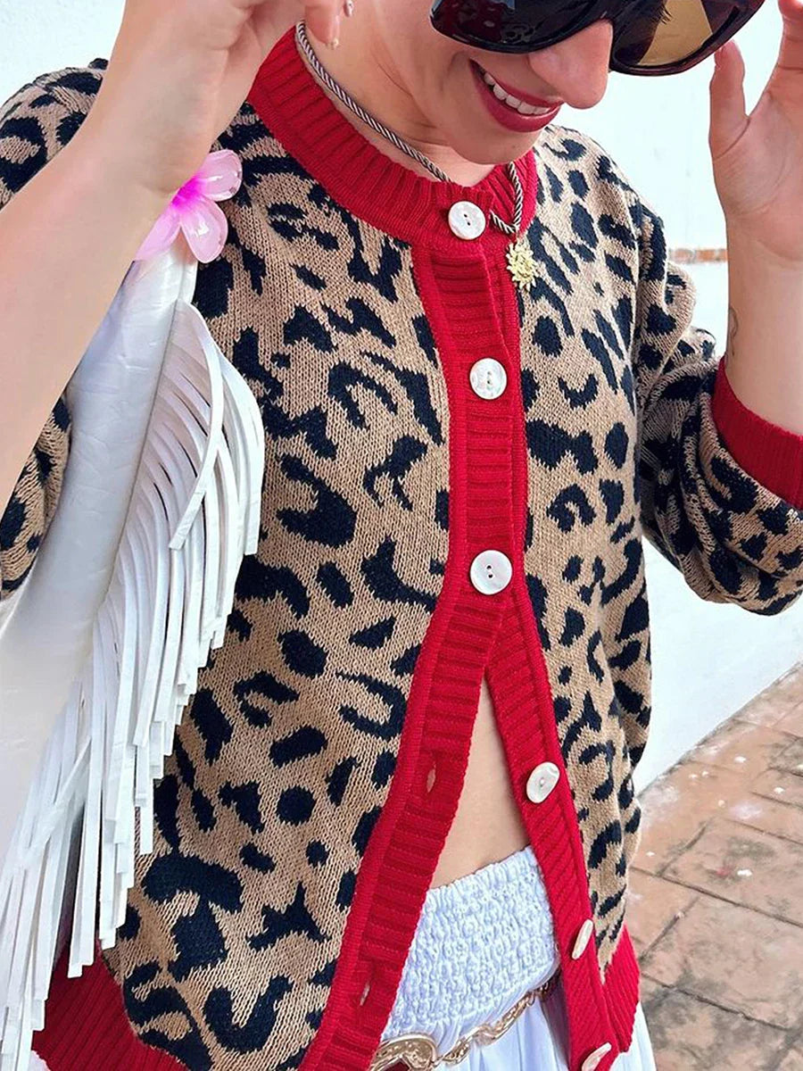 Isa – geruit cardigan vest met lanternmouwen en zachte knit