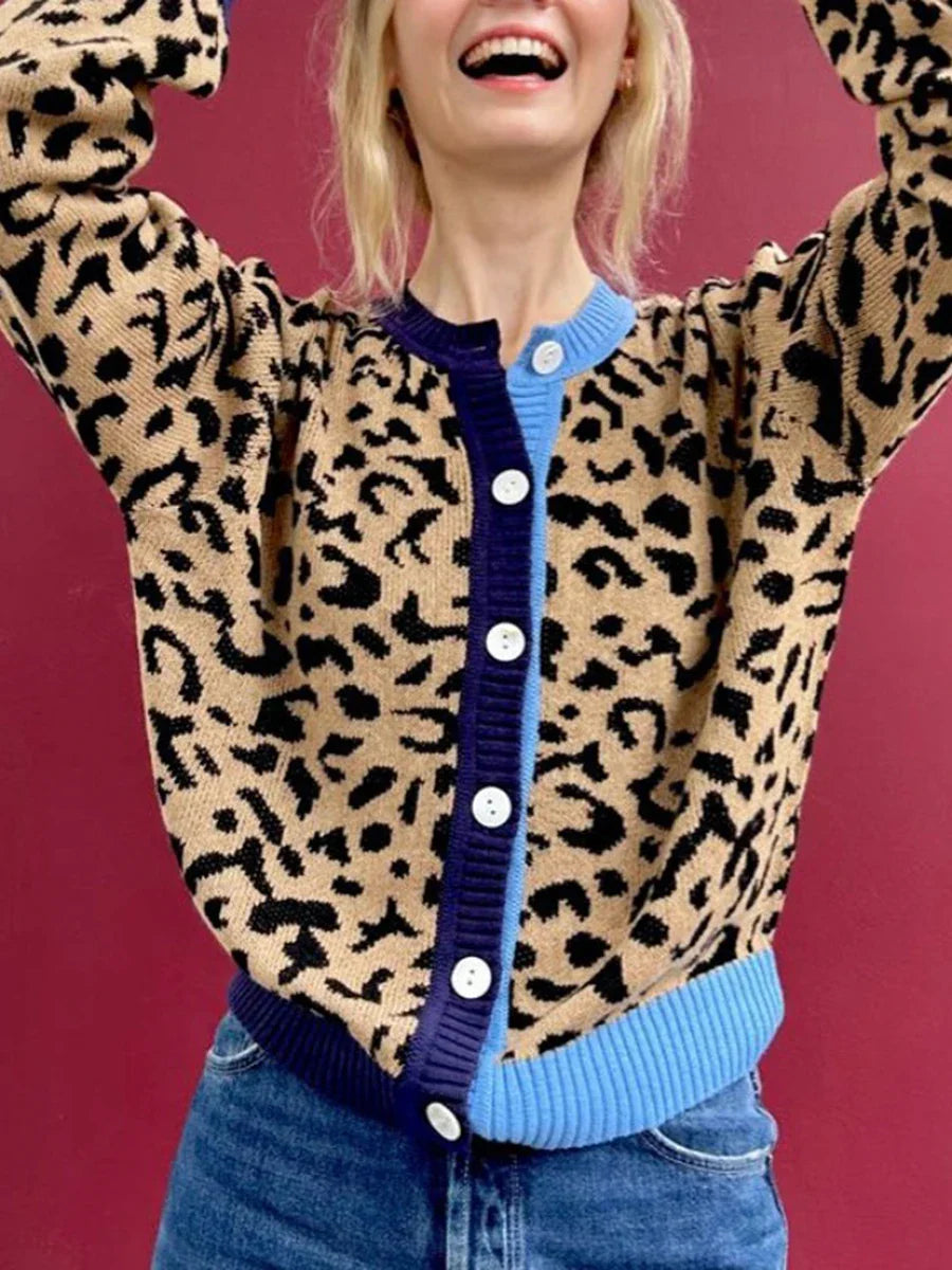 Isa – geruit cardigan vest met lanternmouwen en zachte knit