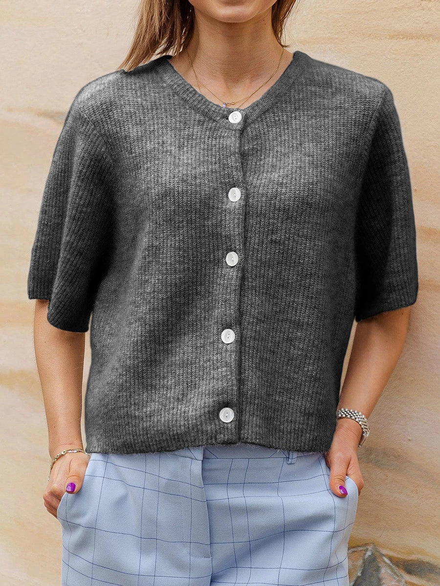 Anna – cardigan vest met korte mouwen en ronde hals