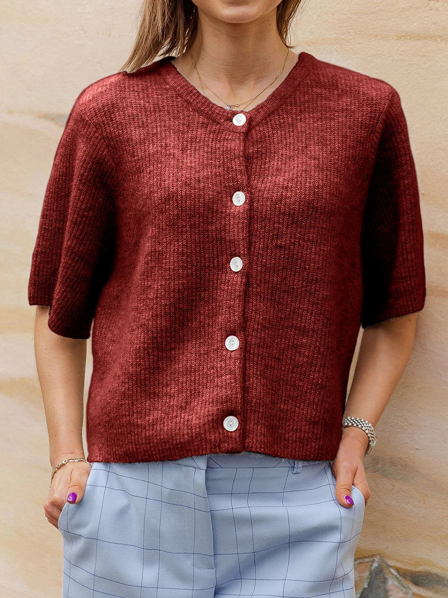 Anna – cardigan vest met korte mouwen en ronde hals
