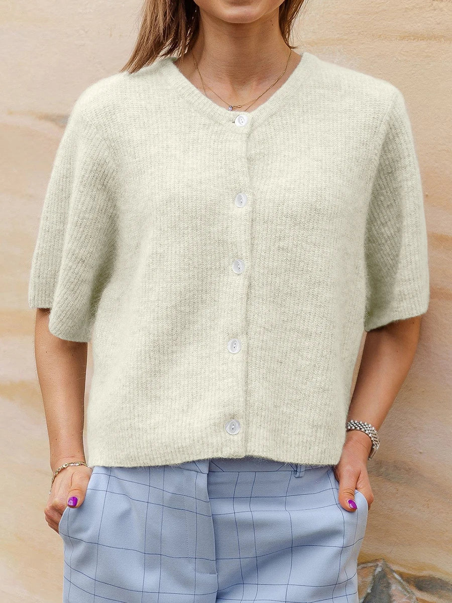 Anna – cardigan vest met korte mouwen en ronde hals
