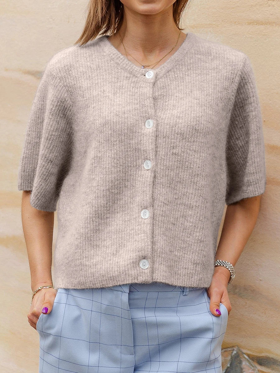 Anna – cardigan vest met korte mouwen en ronde hals
