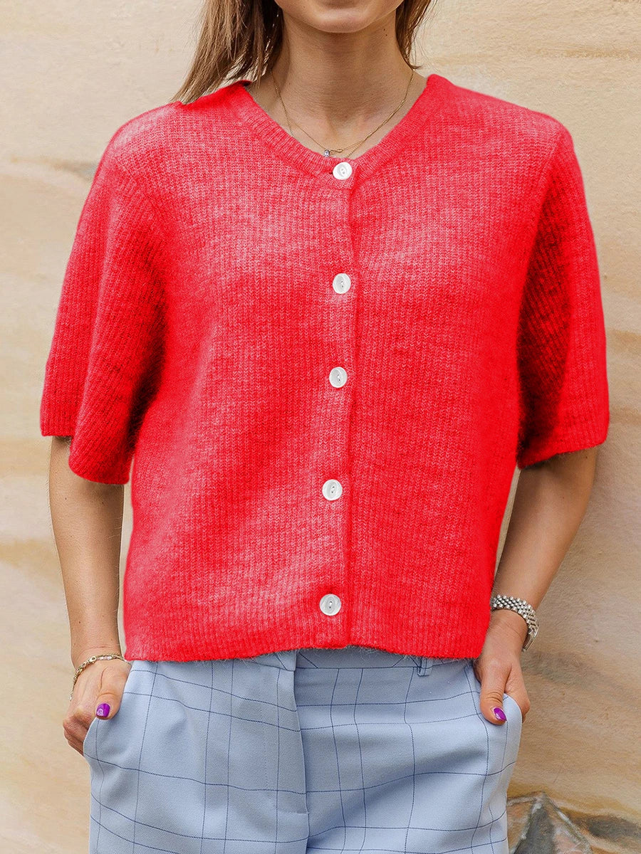Anna – cardigan vest met korte mouwen en ronde hals