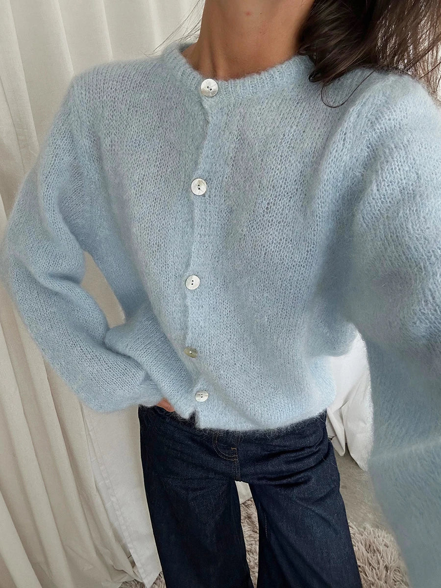 Lise – lichtgewicht cardigan vest met lange mouwen en effen design