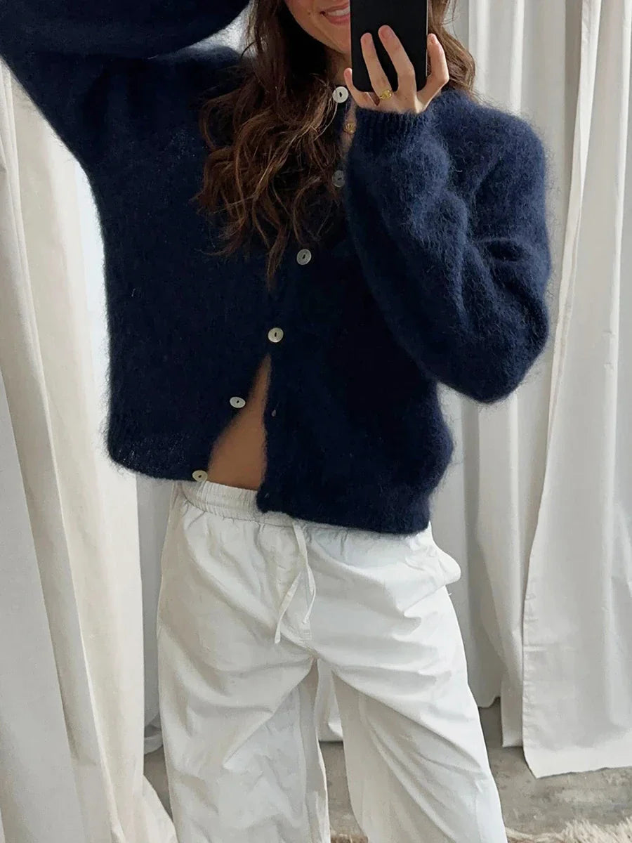 Lise – lichtgewicht cardigan vest met lange mouwen en effen design