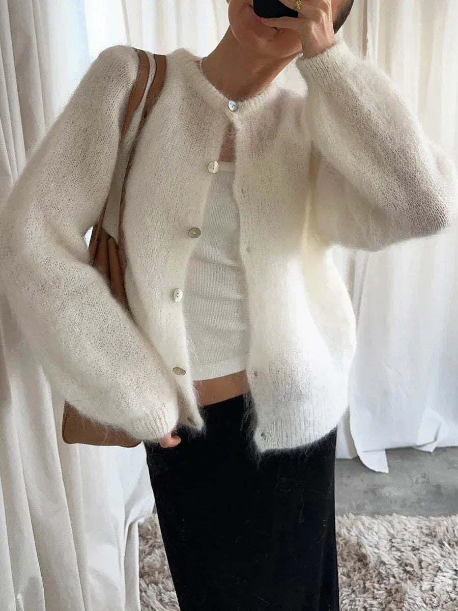 Lise – lichtgewicht cardigan vest met lange mouwen en effen design