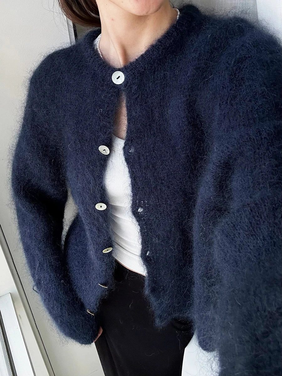 Lise – lichtgewicht cardigan vest met lange mouwen en effen design