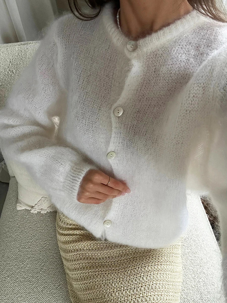 Lise – lichtgewicht cardigan vest met lange mouwen en effen design