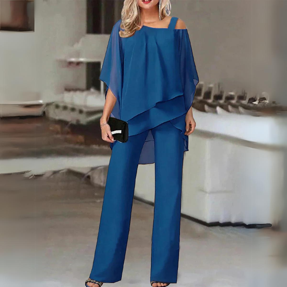 Antonella – tweedelige zomer set met rechte broek en gelaagd topje