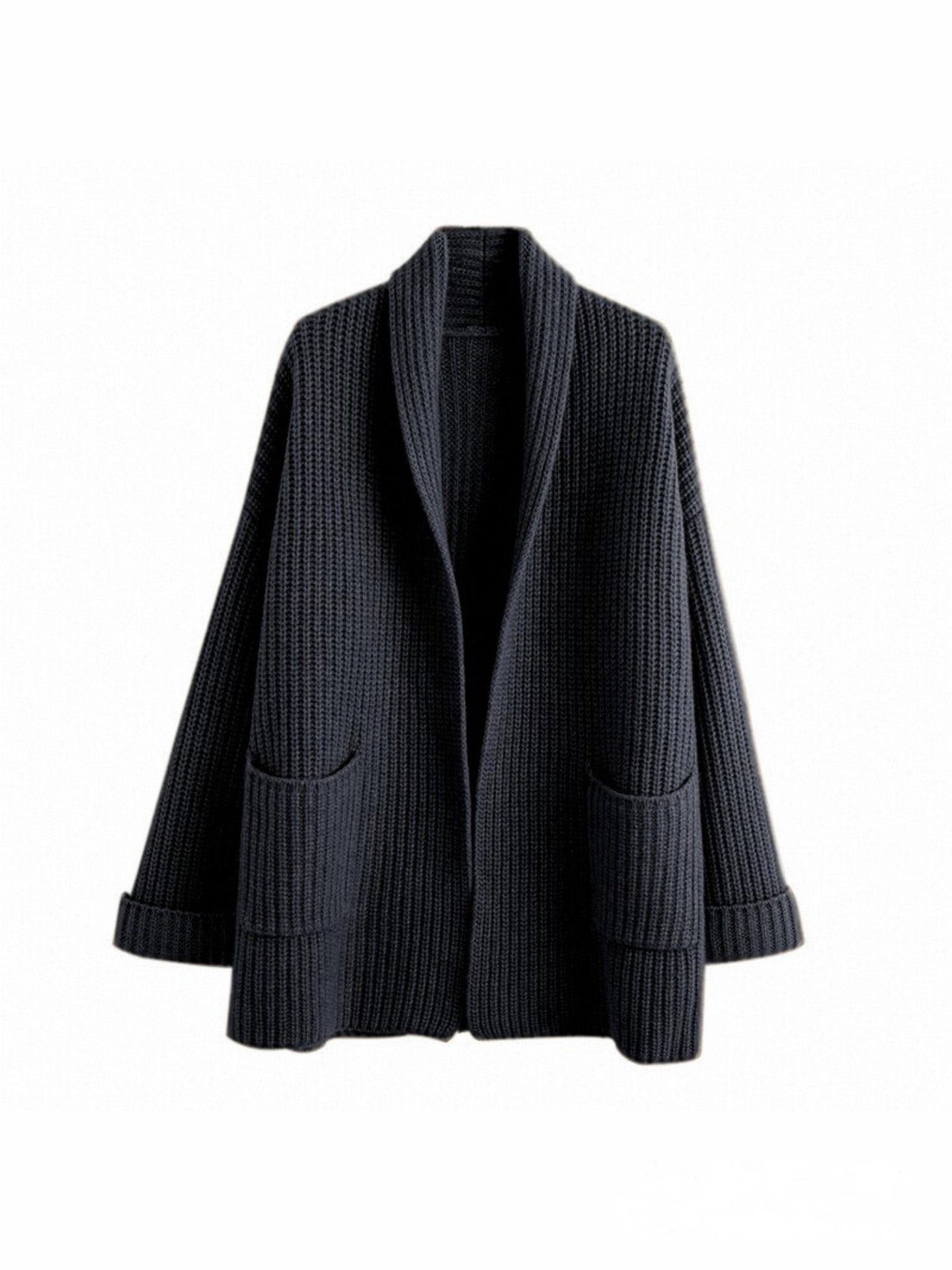 Noor – oversized cardigan vest in dikke wolblend met V-hals en zakken