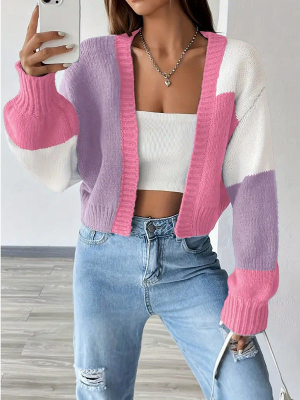 Nora – cropped dames cardigan vest met oversized mouwen