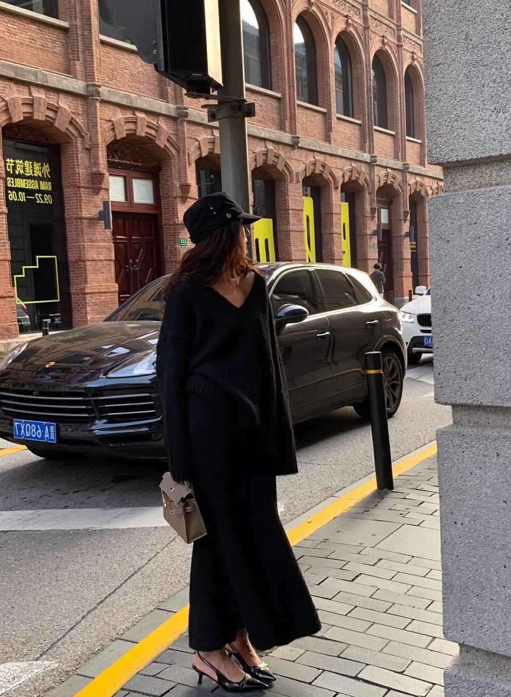 Noelle – gebreide dames set met oversized trui en fluted maxi rok