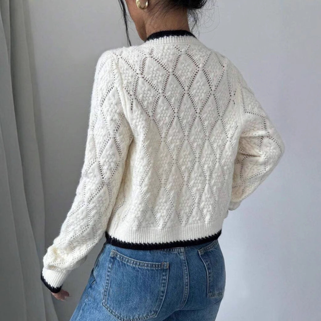 Ella – cropped dames cardigan vest met striksluiting