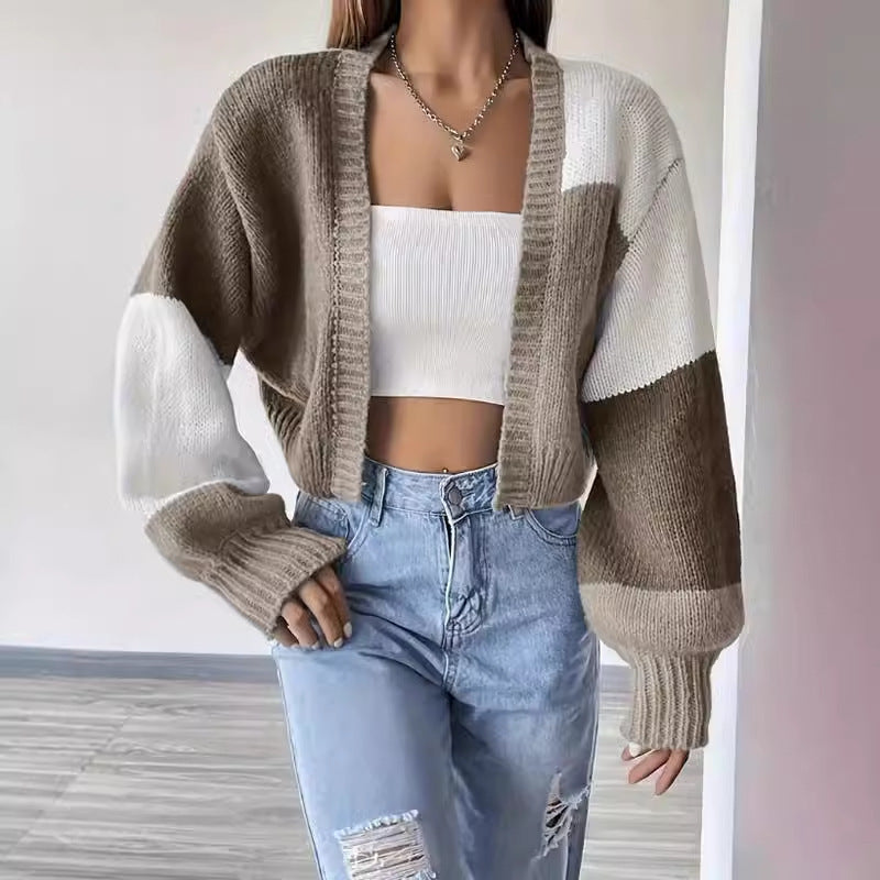 Nora – cropped dames cardigan vest met oversized mouwen